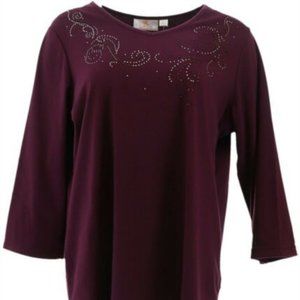 NWT QUACKER FACTORY 2 V-NECK SCROLL‎ SHIRTS XXS